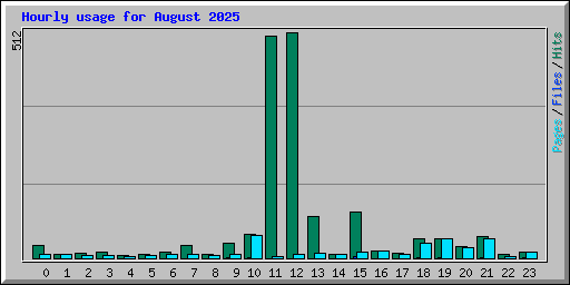 Hourly usage for August 2025